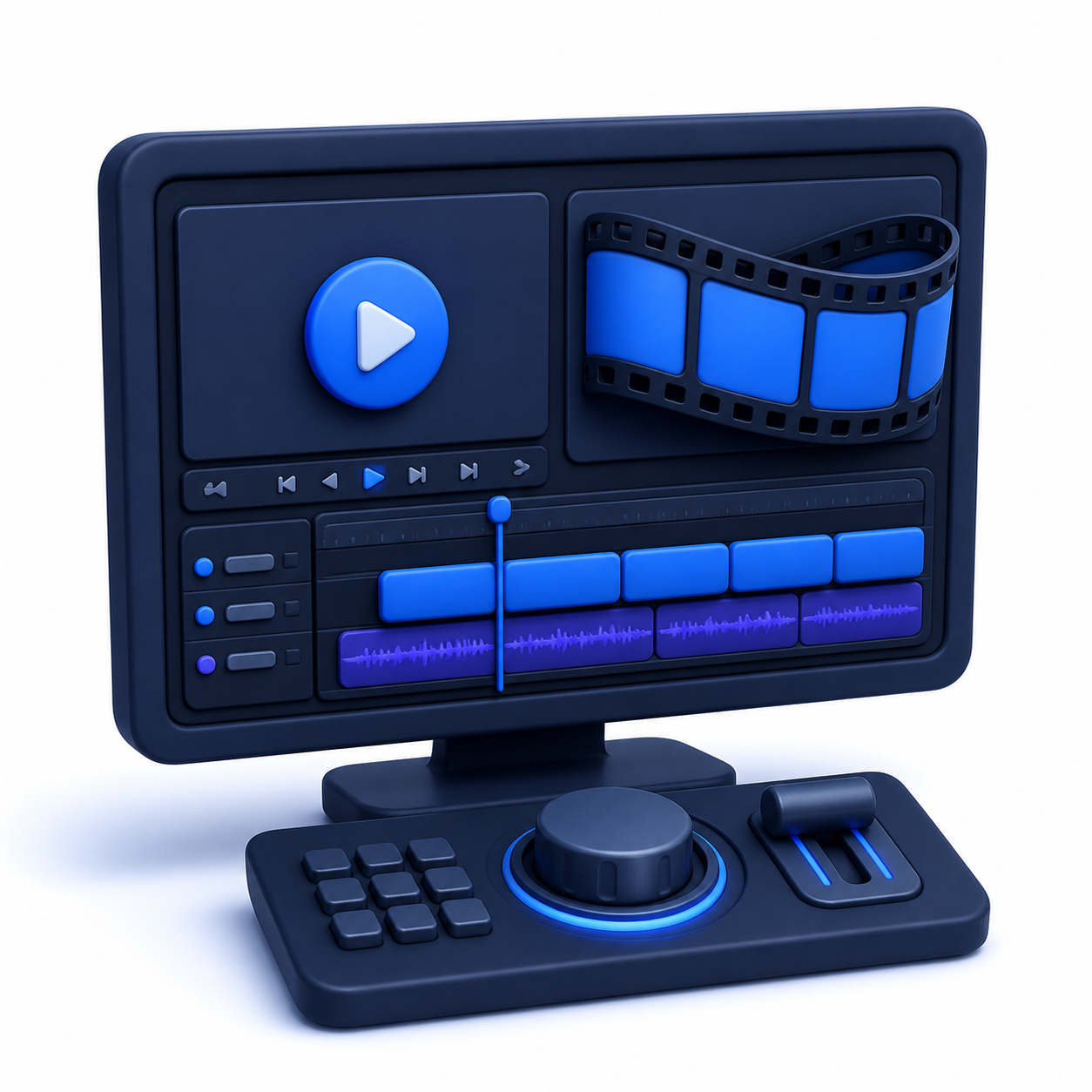 Illustration 3D du montage vidéo